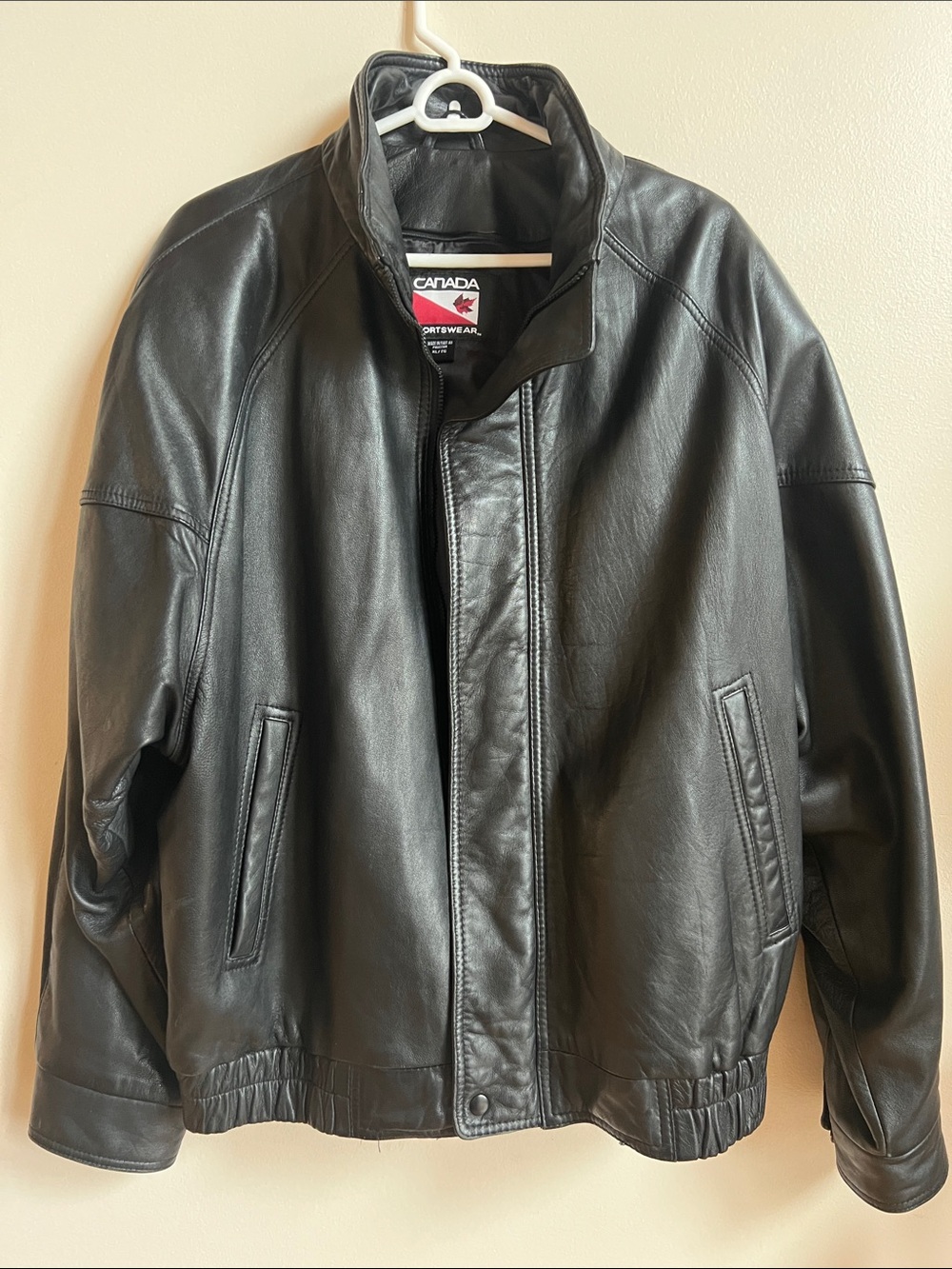 Canada Sportswear 90s vintage Leather Bomber Jacket blokecore